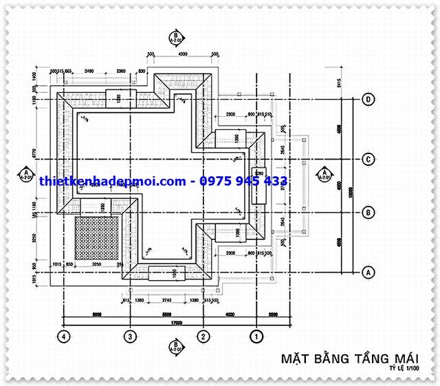 ban ve thiet ke biet thu co dien 3 tang 13x17m tang ap mai