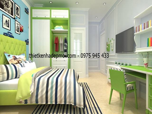 Nội thất phòng ngủ màu xanh