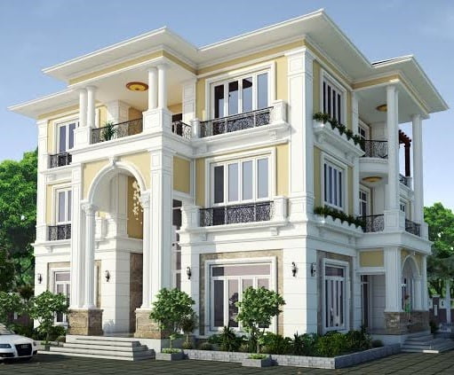 thiet ke biet thu tan co dien dep 3 tang 260m2