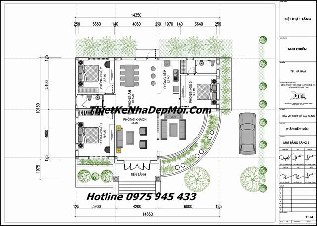 Mẫu thiết kế nhà biệt thự 1 tầng có gác lửng đẹp tại Hà Nội - ACHI 11032