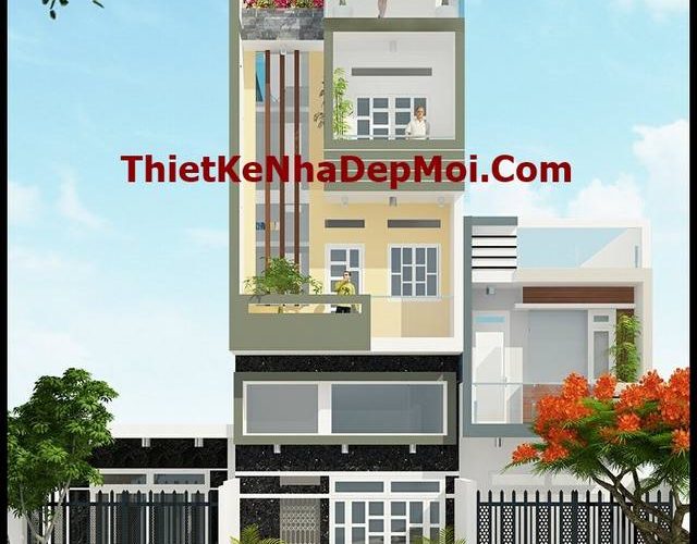 mat tien nha ong hien dai 5 tang mat tien 5m