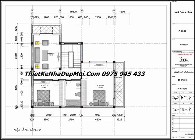 Thiết kế nhà chữ L 2 tầng 3 phòng ngủ mái thái 14x12m