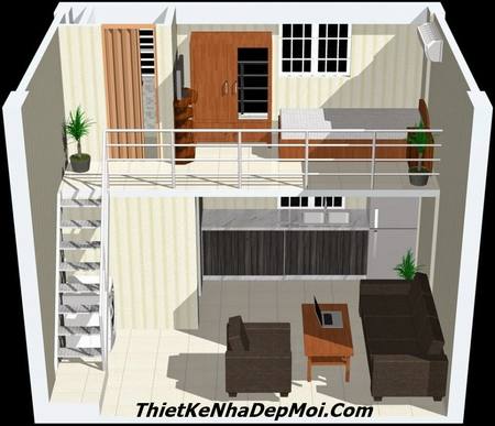 Nhà nhỏ đẹp kiểu mới thiết kế có tầng lửng 40m2 - 50m2