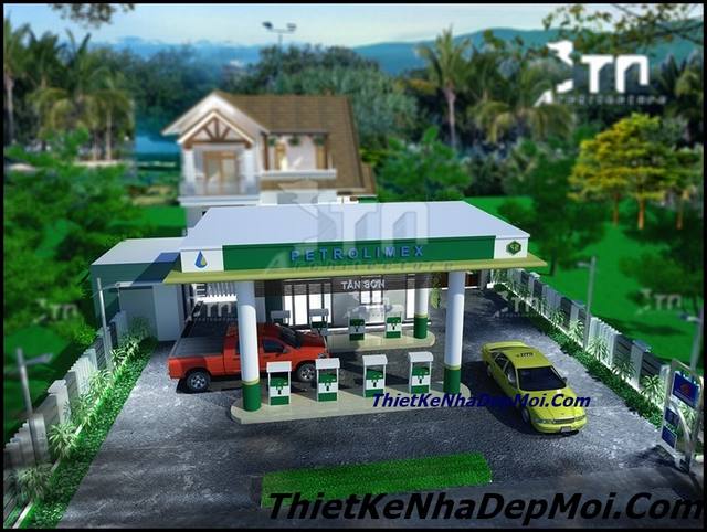 thiết kế cửa hàng xăng dầu