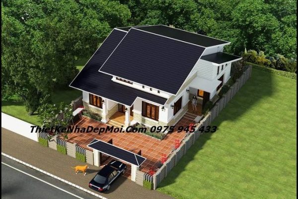 Mẫu nhà 3 gian 2 chái có tầng lửng 4 phòng ngủ