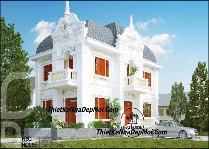 biet thu 2 tang kien truc phap co dien