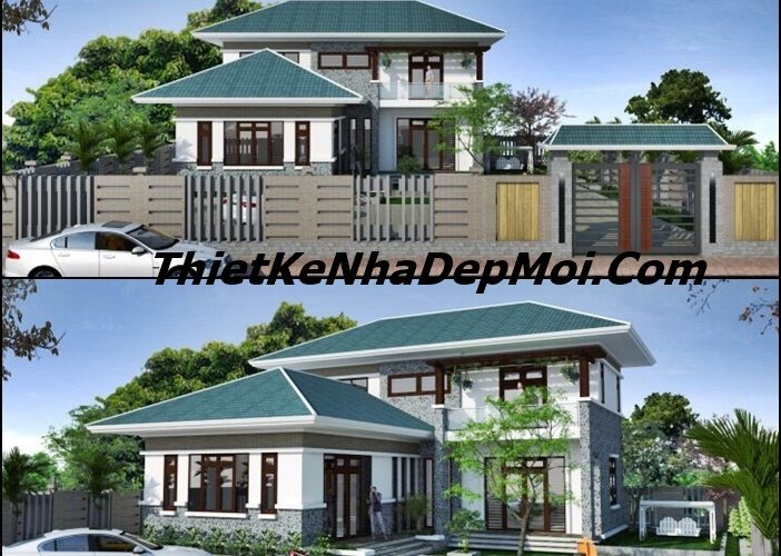 mau nha 2 tang 3 phong ngu mai thai dep nong thon 2017 chi tu