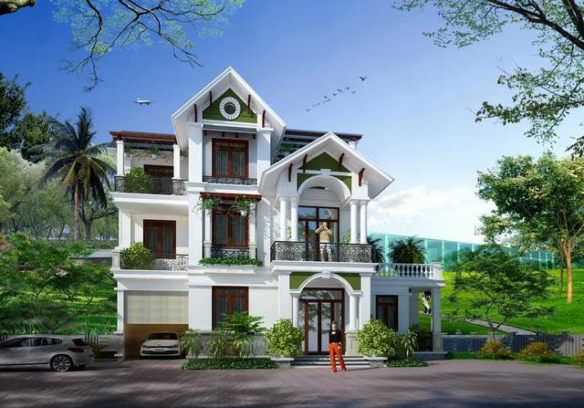 mau nha biet thu 3 tang kieu phap dep nhat 2017