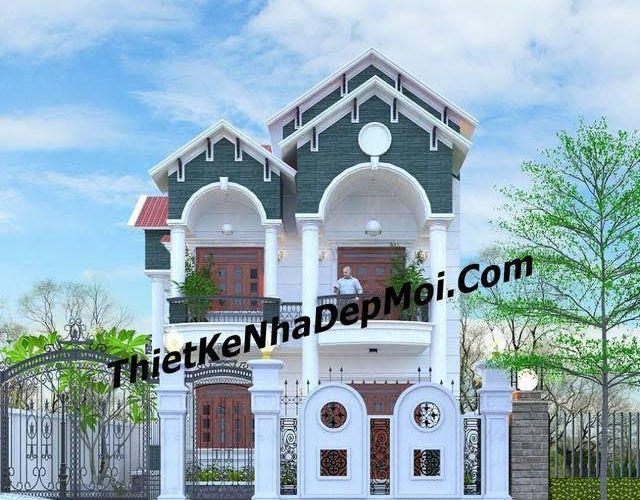 mau biet thu 2 tang kien truc phap dep 8,5m