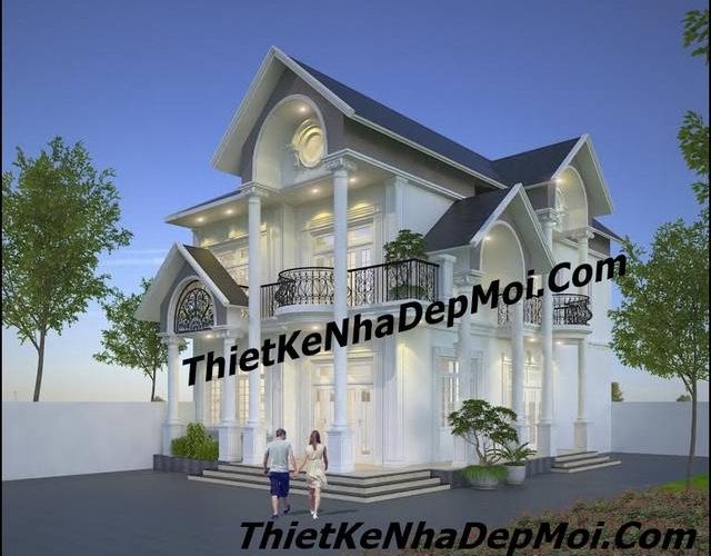 mau biet thu 2 tang kieu phap mat tien 10m 5