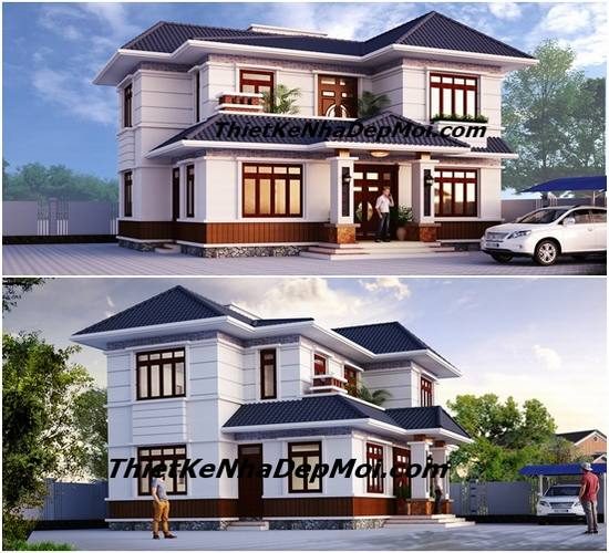 mau thiet ke nha vuon 2 tang o nong thon