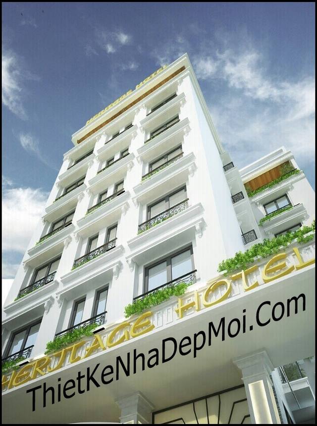 Thiết kế mặt tiền khách sạn mini đẹp HeRiTaGe Hạ Long