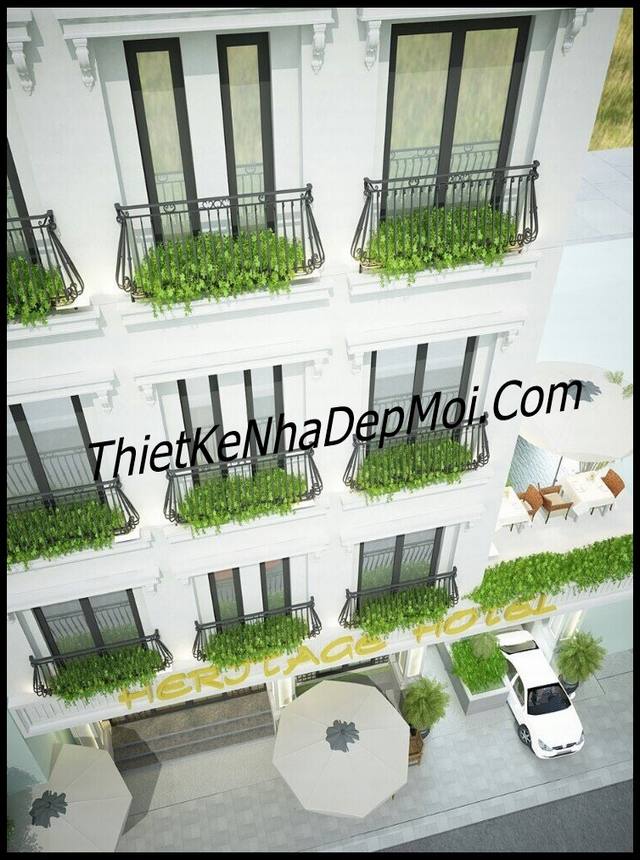 Thiết kế mặt tiền khách sạn mini đẹp HeRiTaGe Hạ Long