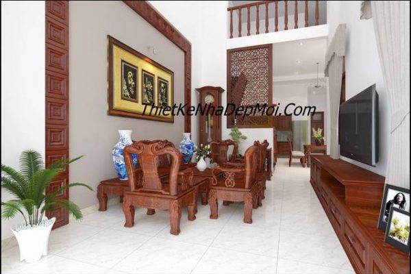 Nội thất gỗ nhà đẹp 5x20m