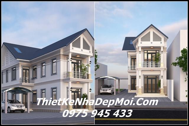 Thiết kế nhà 1 trệt 1 lầu mái ngói