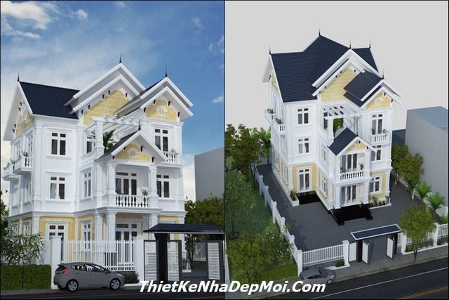 Biệt thự 3 tầng ở Bình Phước - Xây nhà 3 tầng mái thái ở Bình Phước năm ngoái