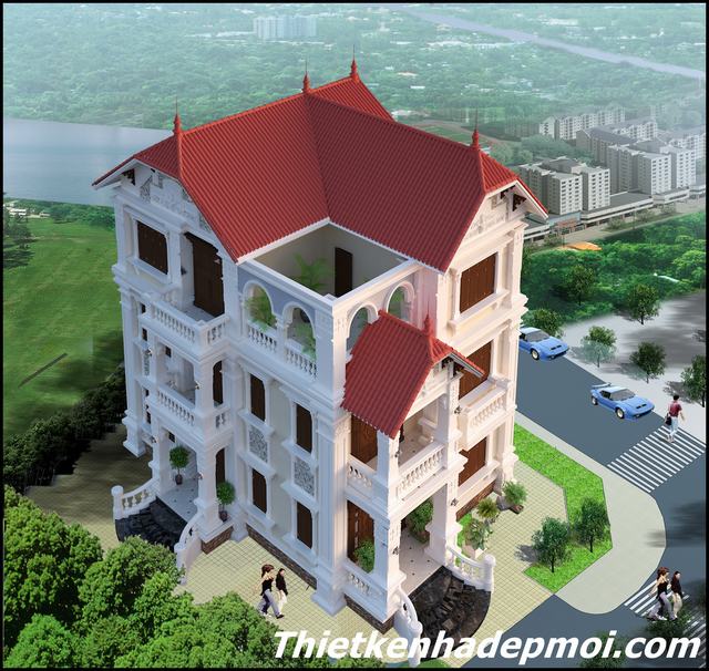 Hinh anh biet thu 3 tang kieu phap dep