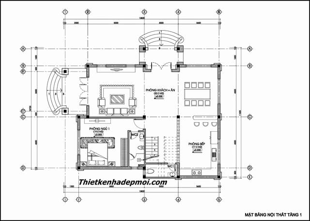 Kien truc biet thu 3 tang 12x14m
