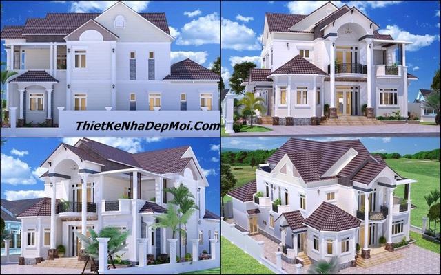 Mặt tiền biệt thự đẹp 2 tầng