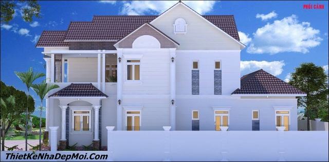 Biệt thự nhà vườn mái thái 2 tầng nông thôn