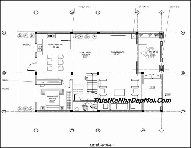 Thiết kế nhà rộng 9m