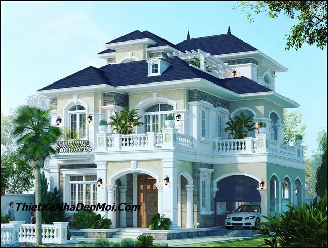 Các kiểu nhà biệt thự đẹp từ 1-3 tầng phong cách Pháp sang trọng tại Quảng  Ninh