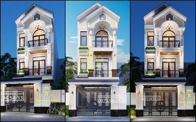 3 Bộ Bản Vẽ Nhà Phố 3 Tầng 4.5M Mái Thái 1 Mặt Tiền 2022