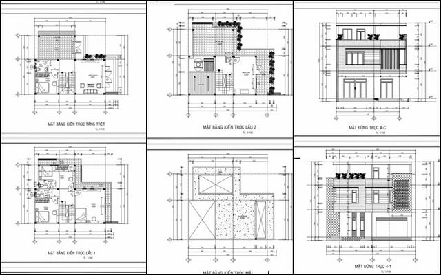 Thiết kế nhà vuông 2 tầng 10x10m 