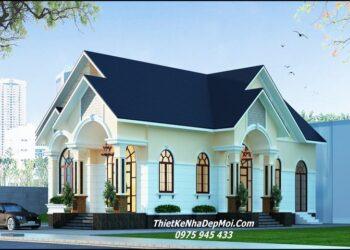 Nhà trệt 3 phòng ngủ mái thái đẹp 2026 - 2027 diện tích bản vẽ thi công là 9x17m