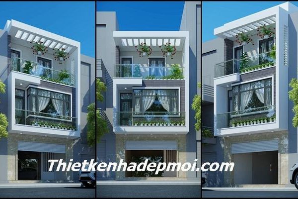 Mẫu nhà 3 tầng 60m2 hiện đại 5x12m