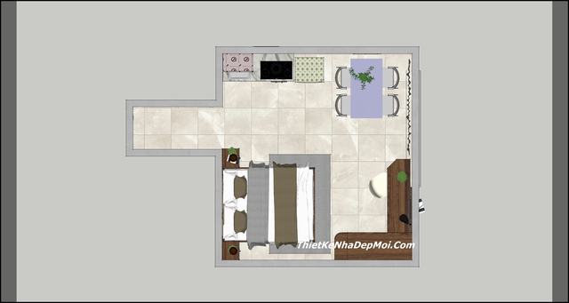 Mặt bằng 2D nội thất căn hộ cho thuê Đà Nẵng