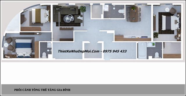 Mặt bằng căn hộ mini 120m2 