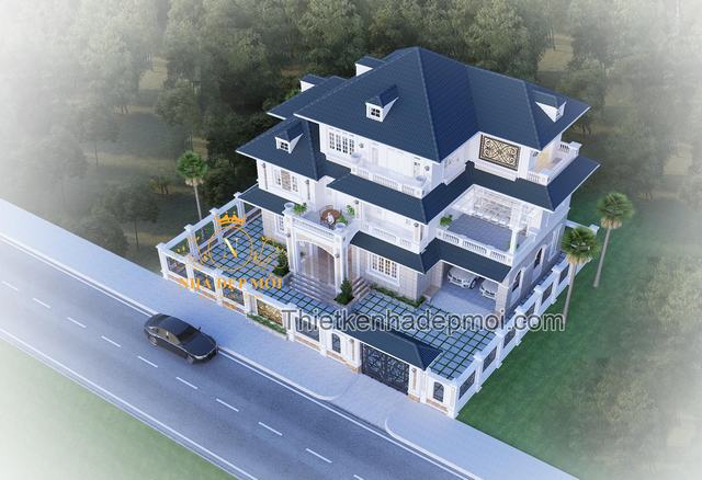 Bản vẽ mẫu nhà 2 tầng mái nhật hiện đại 3 phòng ngủ 120m2 BT1060422 - Kiến  trúc Angcovat