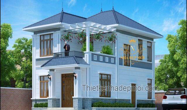 Bản vẽ nhà mái Nhật 2 tầng 4 phòng ngủ ở quê tiết kiệm chỉ khoảng 1.4 tỷ Mẫu nhà lầu 4 phòng ngủ mái Nhật 8x14m