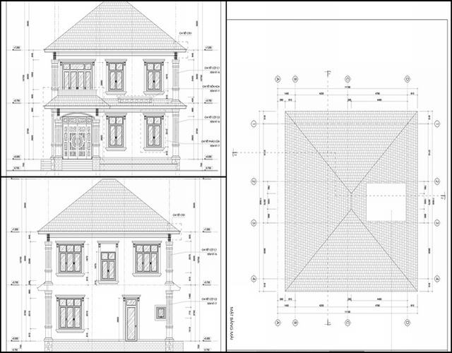 Bản vẽ nhà mái ngói 2 tầng ở quê 2021
