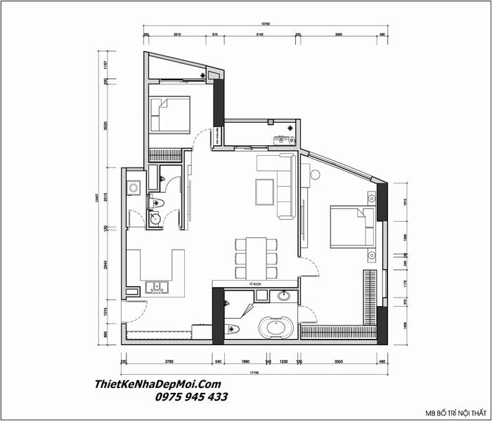 Mẫu thiết kế nội thất căn hộ chung cư 100m2 đẹp| Housedesign