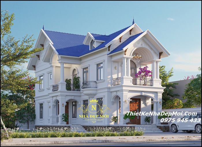 Biệt thự mini đẹp 2 tầng 11x11m chữ L tại Kim Sơn-Ninh Bình-VNB060517 - Mẫu  nhà đẹp mới