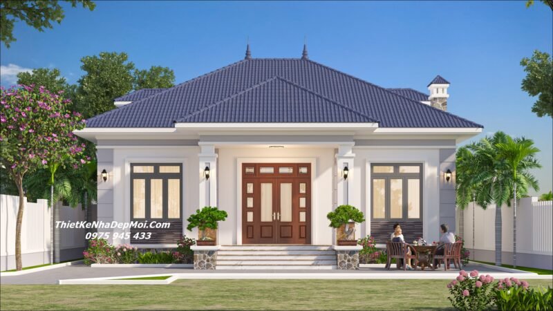 Những mẫu thiết kế nhà villa sân vườn đẹp ở vùng ven ngoại ô đẹp 2026 Mẫu nhà vườn nằm ngang đẹp 1 tầng 3 phòng ngủ mái ngói