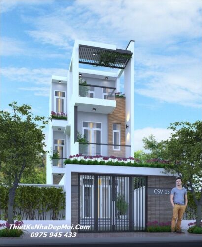 Mẫu nhà chữ L 3 tầng đẹp 4 phòng ngủ diện tích 80m2 anh Hùng Mẫu nhà 3 tầng chữ L đẹp 2026 - 2027 mới nhất kiến trúc hiện đại mặt tiền 6m
