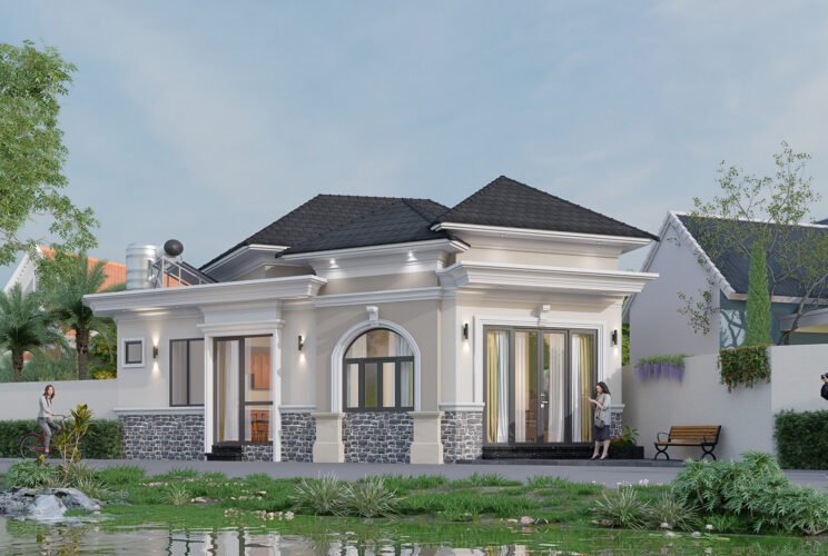 Bản vẽ thi công nhà mái Nhật 1 tầng 130m2 2 phòng ngủ có sẵn để thợ xây Mẫu nhà cấp 4 mái Nhật 100m2 đẹp hai phòng ngủ 2026
