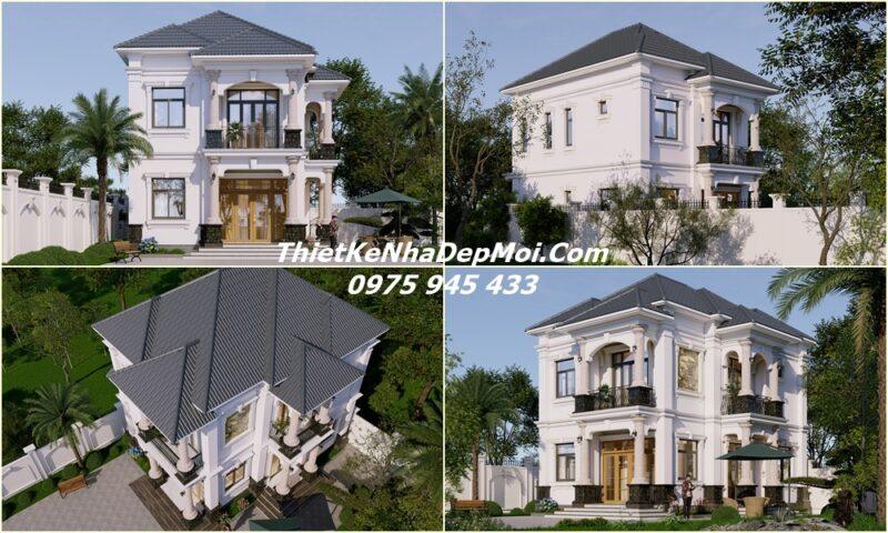 Các kiểu nhà biệt thự mini 2 tầng mặt tiền ngang 10m đẹp phong thuỷ 2026 Mẫu nhà ngang 10m 2 tầng