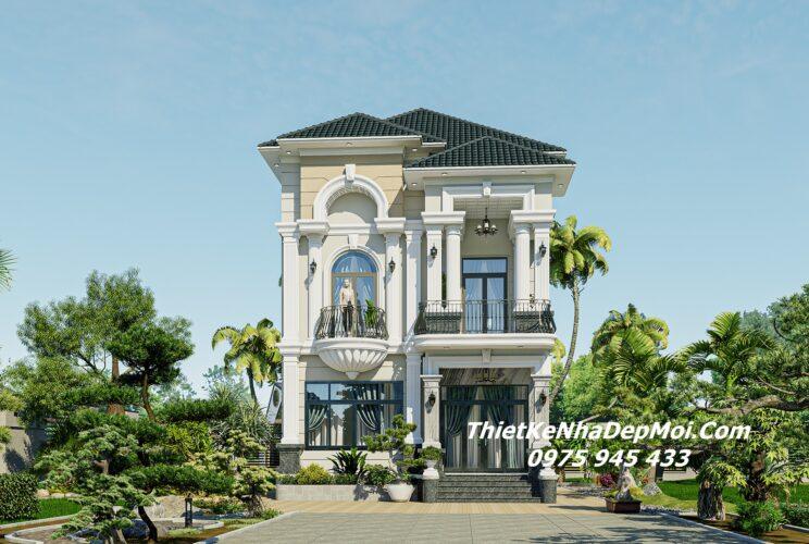 Các kiểu nhà biệt thự mini 2 tầng mặt tiền ngang 10m đẹp phong thuỷ 2026 Mẫu nhà ngang 10m có sân vườn 2 tầng mái nhật