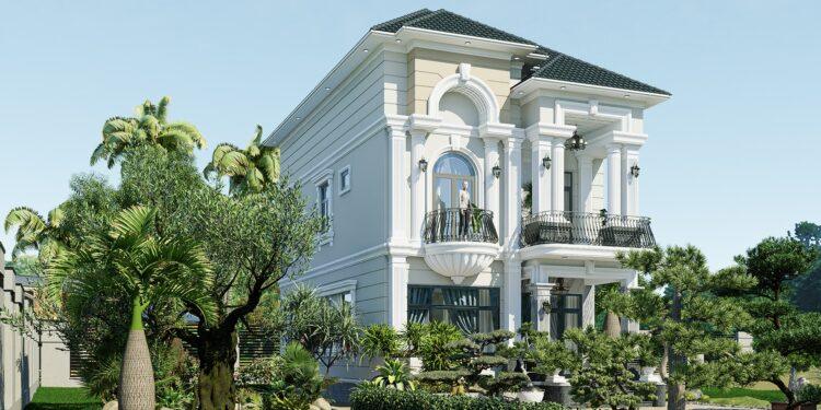 Các kiểu nhà biệt thự mini 2 tầng mặt tiền ngang 10m đẹp phong thuỷ 2026 Mẫu nhà 1 trệt 1 lầu có sân vườn đẹp khoảng 2 tỷ năm 2026