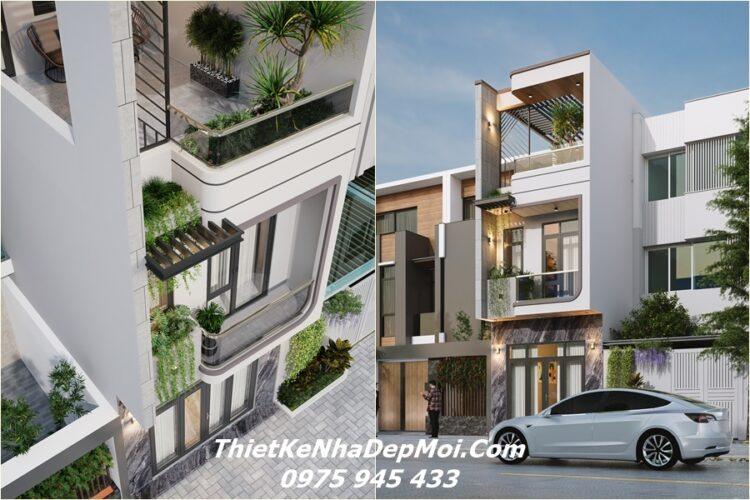 Nhà 1 trệt 2 lầu 1 sân thượng 4.5x20m