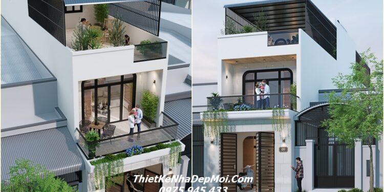 Những mẫu nhà ống 1 trệt 2 lầu sân thượng hiện đại năm 2026 Nhà 1 trệt 2 lầu mặt tiền 4m