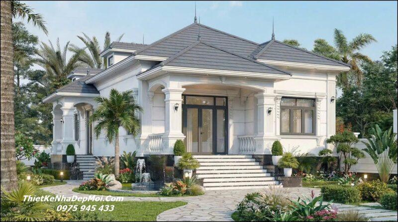 Mẫu biệt thự nhà vườn cấp 4 mái Nhật đẹp 4 phòng ngủ có ba mái 