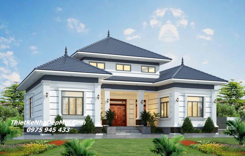 Thiết kế nhà tam hợp viện hình chữ U 1 tầng ở quê 