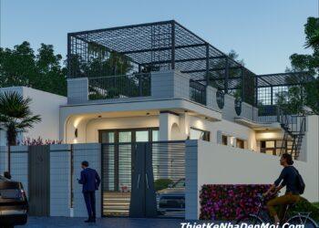 Nhà cấp 4 có gác lửng hiện đại mặt tiền 8m