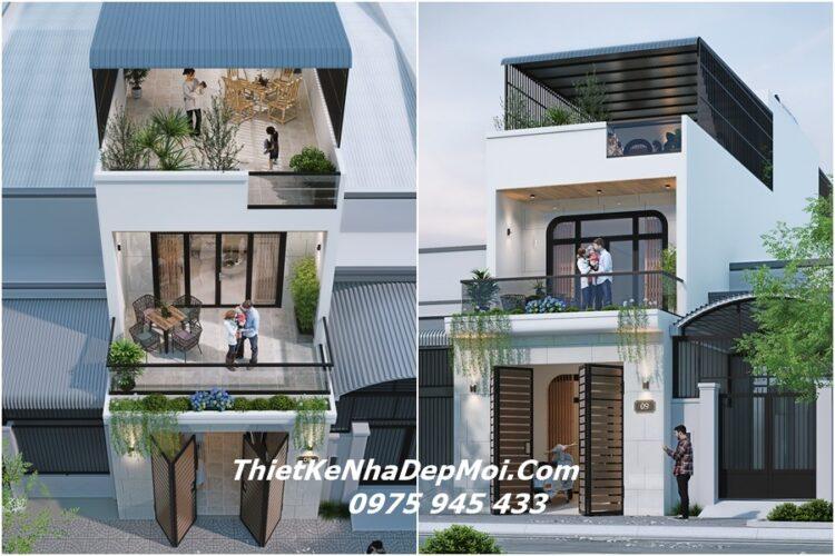 Mẫu nhà ống đẹp 2 tầng mặt tiền 4m x 17m 4 phòng ngủ 