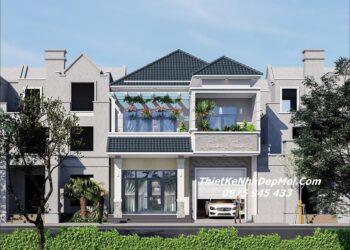 Nhà biệt thự 2 tầng đẹp hiện đại có gara mái Nhật